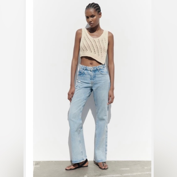 Zara Denim - Zara mid-rise rigid boot cut jeans mid-blue